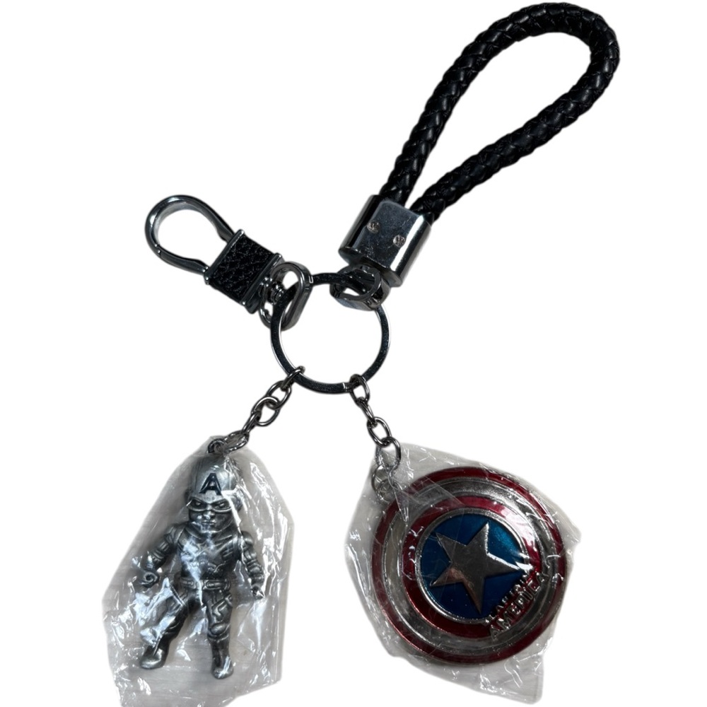 Captain America Keychain with Shield and Figure